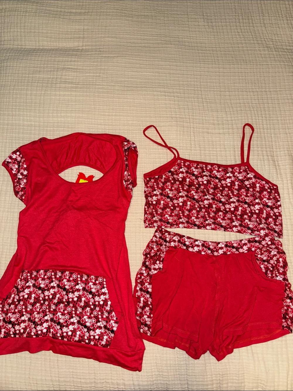 Women's Red Floral Lounge & Sleep Set - 3-Piece